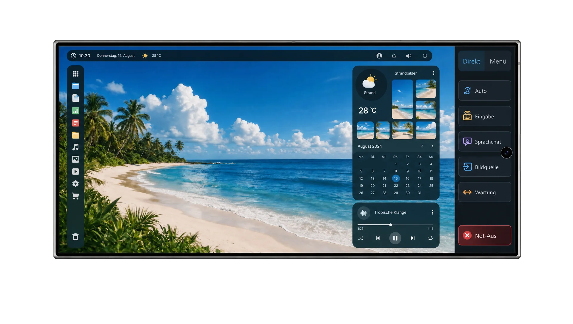 Vadmino Mobile auf einer freigestellten Geräteanzeige mit Desktop-Vorschau und direkter Werkzeugleiste